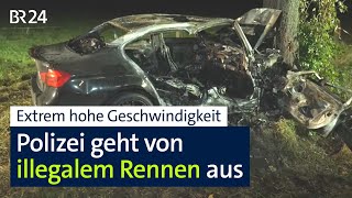 Vermutlich illegales Autorennen 19jähriger Fahrer überlebt – Beifahrer stirbt  Abendschau  BR24 [upl. by Ahseral38]