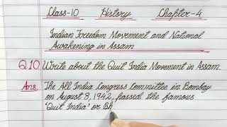 Write about the Quit India Movement in Assam  Class 10  History  Chapter 4  Social Science [upl. by Harlene]