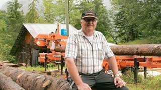 Sawmilling Success for Swiss Hotel Owner in the Alps  WoodMizer [upl. by Eirellam379]