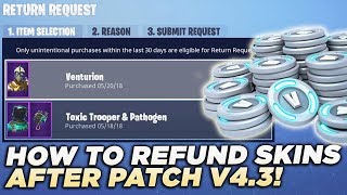 HOW TO REFUND SKINS AND EMOTES AFTER UPDATE V43 in Fortnite Battle Royale NEW REFUND SYSTEM [upl. by Coit]