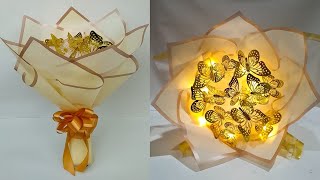 DIY Butterfly Bouquet  How to Make a Butterfly Bouquet  Wrapping Round Bouquet [upl. by Anirtruc]