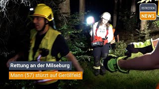 HOFBIEBER Rettung an der Milseburg  Mann 57 stürzt auf Geröllfeld und wird gerettet [upl. by Anitap677]