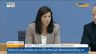 Pressekonferenz mit Peer Steinbrück und Katrin GöringEckardt zum Mindestlohn am 11072013 [upl. by Neu781]