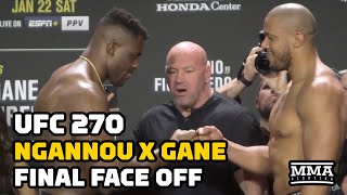 Francis Ngannou Promises Explosive Knockout During Final Faceoff With Ciryl Gane  UFC 270 [upl. by Kcirdderf]