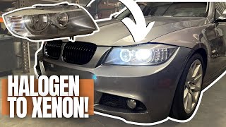 BMW E90 HALOGEN TO XENON HEADLIGHT RETROFIT NO CODING [upl. by Barbe]