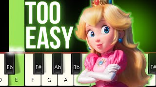 Peaches  The Super Mario Bros Movie EASY piano tutorial [upl. by Proudman878]