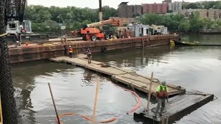 JFKs WWII era patrol boat is raised from Harlem River [upl. by Ahsram]