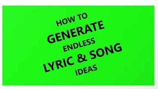 Best songwriting tools to generate endless lyric amp song ideas [upl. by Winebaum]