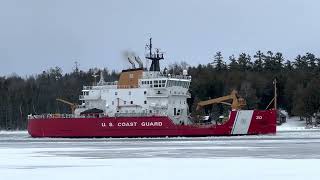 USCGC Mackinaw WLBB30 upbound St Marys River at Johnsons Point 031023 [upl. by Ekram283]