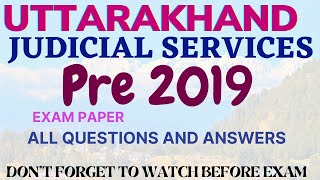 UK PRE 2019  UTTARAKHAND JUDICIAL SERVICES CIVIL JUDGE in ENGLISH [upl. by Rockel280]