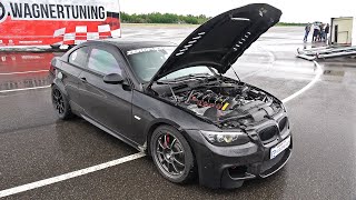 BMW 335i E92 N54 HUGE TURBO  Engine Start Up Accelerations amp Drag Racing [upl. by Hoopen521]