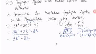 Bab 2part3 Matematik Tingkatan 2 Pemfaktoran dan pecahan algebra [upl. by Branen]