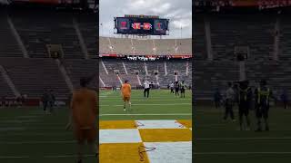 Pregame Ritual  Coach Heupel throwing touchdown passes to his sons [upl. by Essirahc]