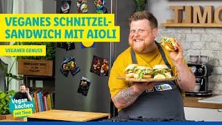 Vegan kochen mit Timo Veganes SchnitzelSandwich mit Aioli [upl. by Ennovart]