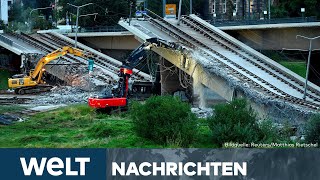 CAROLABRÜCKE Hochwassergefahr Einsatzkräfte bei Abrissarbeiten im Wettlauf gegen die Zeit  STREAM [upl. by Obediah]