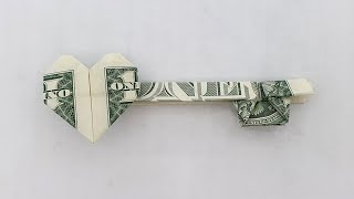 DOLAR ORIGAMI  Serduszkowy klucz  Jak zrobić klucz z dolara ŁATWE origami moneyorigami [upl. by Haisa723]