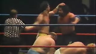 WWE WVR AWA VERGNE GAGNE GREG GAGNE VS NICK BOCKWINKEL MR SAITO 1985 FULLY REMASTERED SD 4K 60FPS [upl. by Halil745]