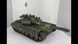 5535 scale 135 Ukraine tank T64BV in original pixel coloring w combat damage [upl. by Ardnasac532]