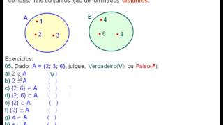 13 Conjuntos Exercícios 05 Pertence e Está Contido DisjuntosVenn [upl. by Nacnud87]