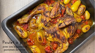 Poulet fermier crapaudine cuit avec ces légumes et pommes de terre au four [upl. by Keelby]