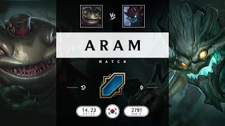 ARAM Match Super Tahm Kench vs Super Maokai  KR server Patch 1423 [upl. by Adihsaar]