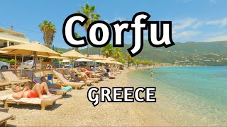 Ipsos beach  Corfu Greece Walking Tour 4k [upl. by Asilanom]