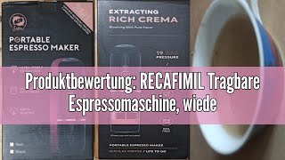 Produktbewertung RECAFIMIL Tragbare Espressomaschine wiederaufladbar elektrisch 12 V EinKlick [upl. by Teragramyram]