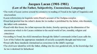 462 Jacques Lacan Law of the Father Subjectivity Unconscious Language [upl. by Uhthna]