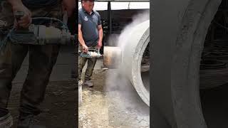 Drilling process of cement concrete pipes with water mill drill [upl. by Wilhelm]