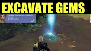 excavate gem fragments inside dirt mounds  Fortnite [upl. by Snah185]