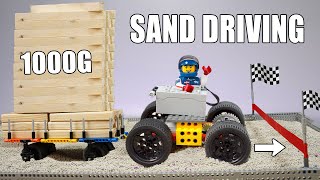 Testing 8 LEGO Cars Carry 1000g Wood on SAND [upl. by Oderf]