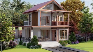 Decent 3 Bedroom with 2 Storey House Beautiful and Elegant Small House Design 2 Balcony [upl. by Llehsem]