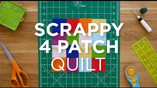 Make an Easy Scrappy 4 Patch Quilt Block  Quilt Snips [upl. by Odysseus]