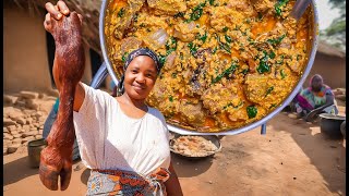 African village life cooking Village food Egusi Soup With Fufu For Lunch  Cook Like A Pro [upl. by Ham]