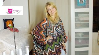 Poncho nähen mit der Overlock  DIY Eule [upl. by Cyrillus]