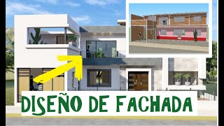 ☀FACHADA MODERNA PARA CASA DE DOS PISOS  REMODELACION DE FACHADA  hacer una fachada en sketchup [upl. by Neerac]