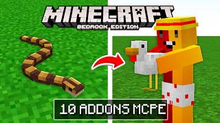 10 ADDONS incríveis pra MINECRAFT BEDROCK MCPE Xbox PS4 Windows 10 [upl. by Grevera]