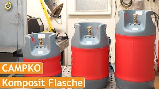 CAMPKO Komposit Gastankflasche mit Füllstop  leichteste Flasche für Propan 5 8 14 KG  LPG tanken [upl. by Llenel]