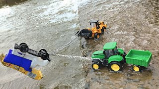 Tata Truck Accident Big River Pulling Out Jcb And Mahindra Tractor  Dumper Truck Bm Mini toys [upl. by Bruyn436]