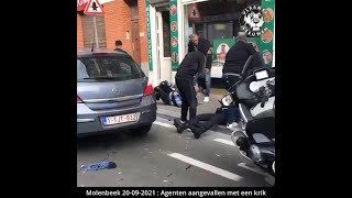 Molenbeek 20092021  politie aangevallen met een krik [upl. by Aiynot72]