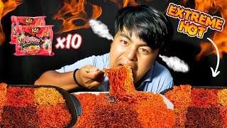 Eating 3x Worlds Hottest Spicy Noodles x4 Packs 🥵🥵 Epic Reaction [upl. by Uttica]