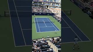 Juan Martin del Potro whacks a forehand winner in practice Novak Djokovic tries to copy his swing [upl. by Dotty]