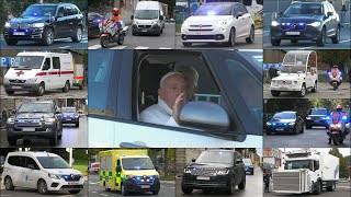 POPE FRANCIS visits BELGIUM Many MOTORCADES and emergency services responding in Brussels amp Leuven [upl. by Notak]