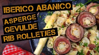 Iberico Abanico rib rolletjes gevuld met asperges op de bbq [upl. by Haduj]