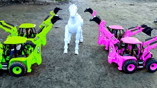 JCB Backhoe Dance With RC Car amp RC Horse  JCB Tractor Excavator Show  JCB Of Dubt Video [upl. by Senecal]