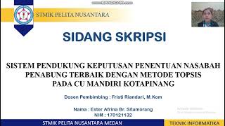 Sidang Skripsi Sistem Pendukung Keputusan Dengan Metode Topsis [upl. by Ami]