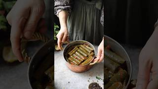 Turkish Dolma Stuffed Grape Leaves😋dinner [upl. by Crelin]