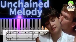 Unchained Melody  Easy  Ghost  The Righteous Brothers  Piano tutorial  with sheet music [upl. by Tyree]