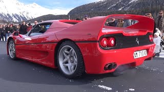 LOUD Ferrari F50 with Straight Pipes Exhaust  V12 Engine Sound amp Snow Drifting [upl. by Dnomar674]