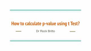 How to calculate pvalue using t test [upl. by Aicertal]